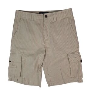 Natural Ego Cargo Shorts Mens 35x12.5 Tan Hickory Stripe Cotton Workwear Utility